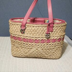 Brighton Pink and Tan Woven Shoulder Bag